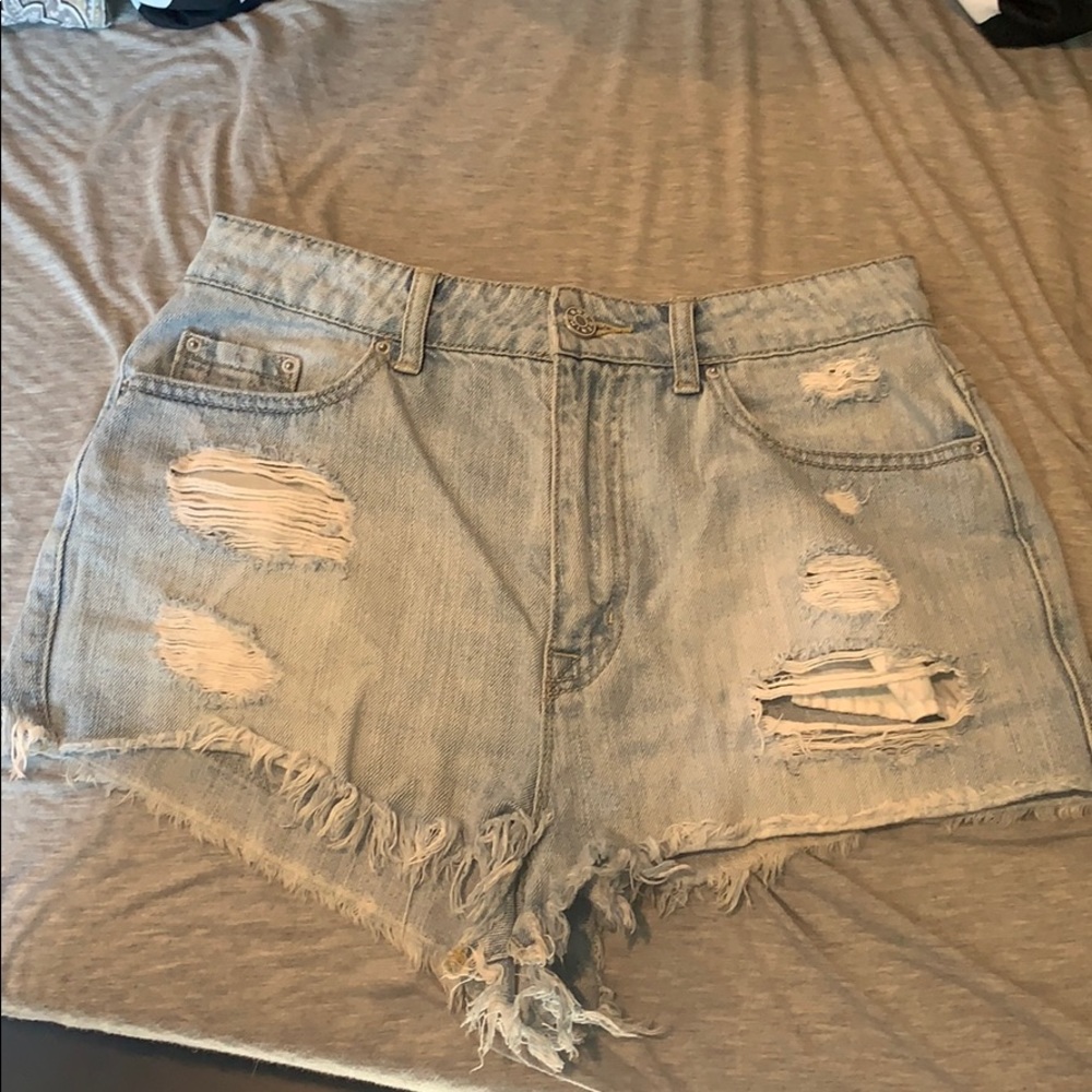 Super high rise cheeky denim shorts